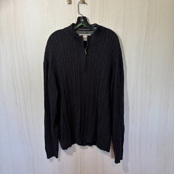 Pronto-Uomo‎ Men’s Cable-knit Quarter Zip Sweater, 100% Cotton, Grey, Sz XL - Picture 4 of 5